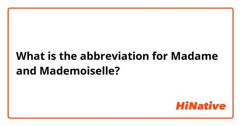 abbreviation for madame and mademoiselle.